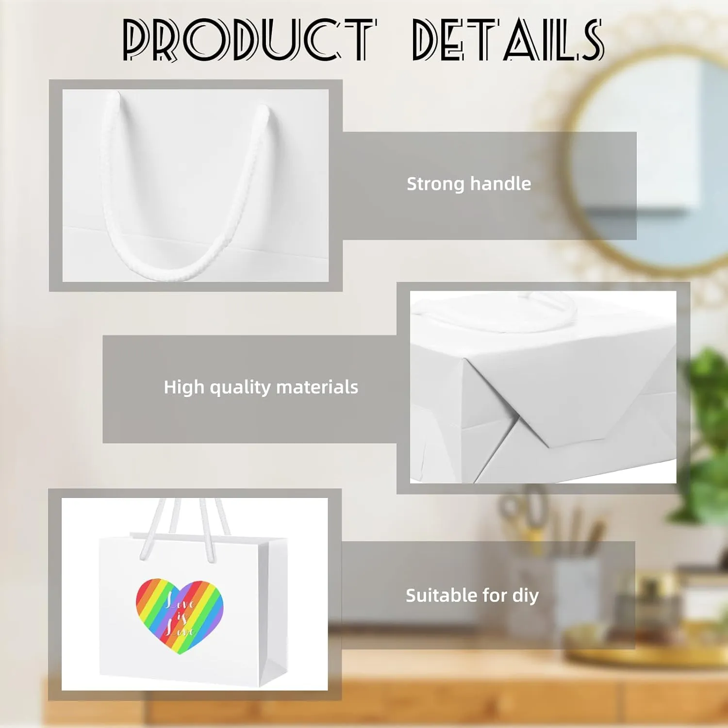 Fainne 24 Pcs Extra Small Gift Bag Mini Gift Bags with Handle for Card Wedding Baby Shower Mother Favor Birthday Party Wrapping Supplies(4 x 5 x 2 Inch,White)