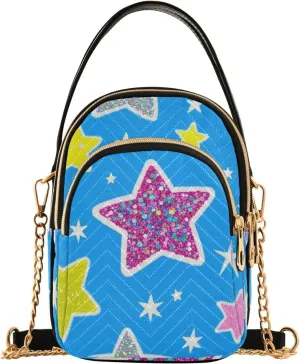 Fake Glitter Cartoon Star Colorful trendy proof crossbody bags for women with multi pockets handbags for travel