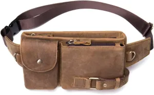 Fanny Pack Genuine Leather Waist Packs Men Belt Bag Phone Bags Travel Waist Pack Male Bag Leather(Matte)