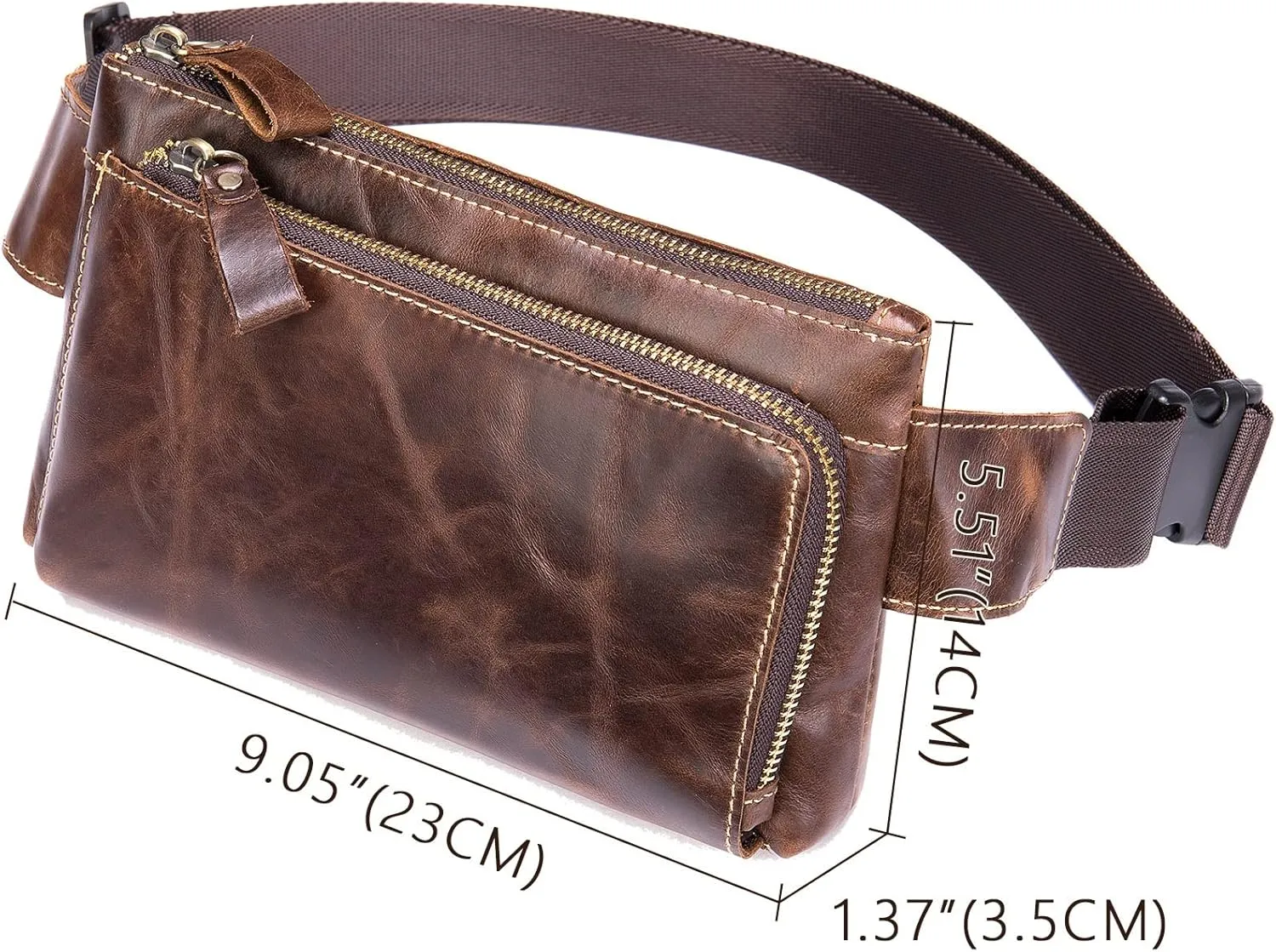 Fanny Pack Genuine Leather Waist Packs Men Belt Bag Phone Bags Travel Waist Pack Male Bag Leather(Matte)