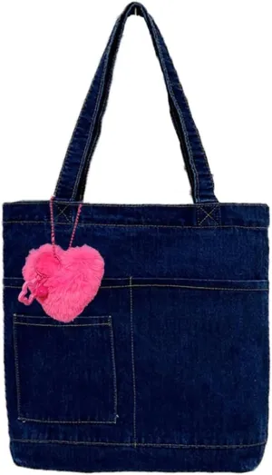 Farm4Far Women Denim Bow-tie Tote Shoulder Sling Hand Bags