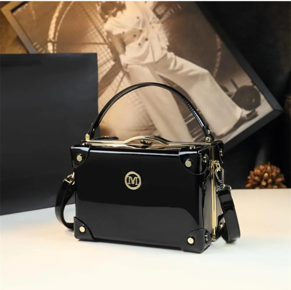 Fashion Women's Top Handle Satchel Handbags Leather Evening Bag Purses large Hard Square Box Shoulder Messenger Bags