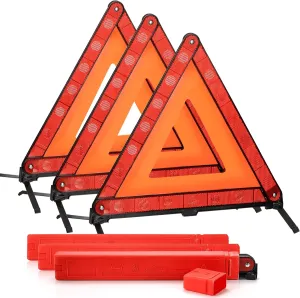 Fasmov 3 Pack Triangle Warning Frame Triangle Emergency Warning Triangle Reflector Safety Triangle Kit, Emergency Triangle for Vehicles, Car Road Reflective Kit