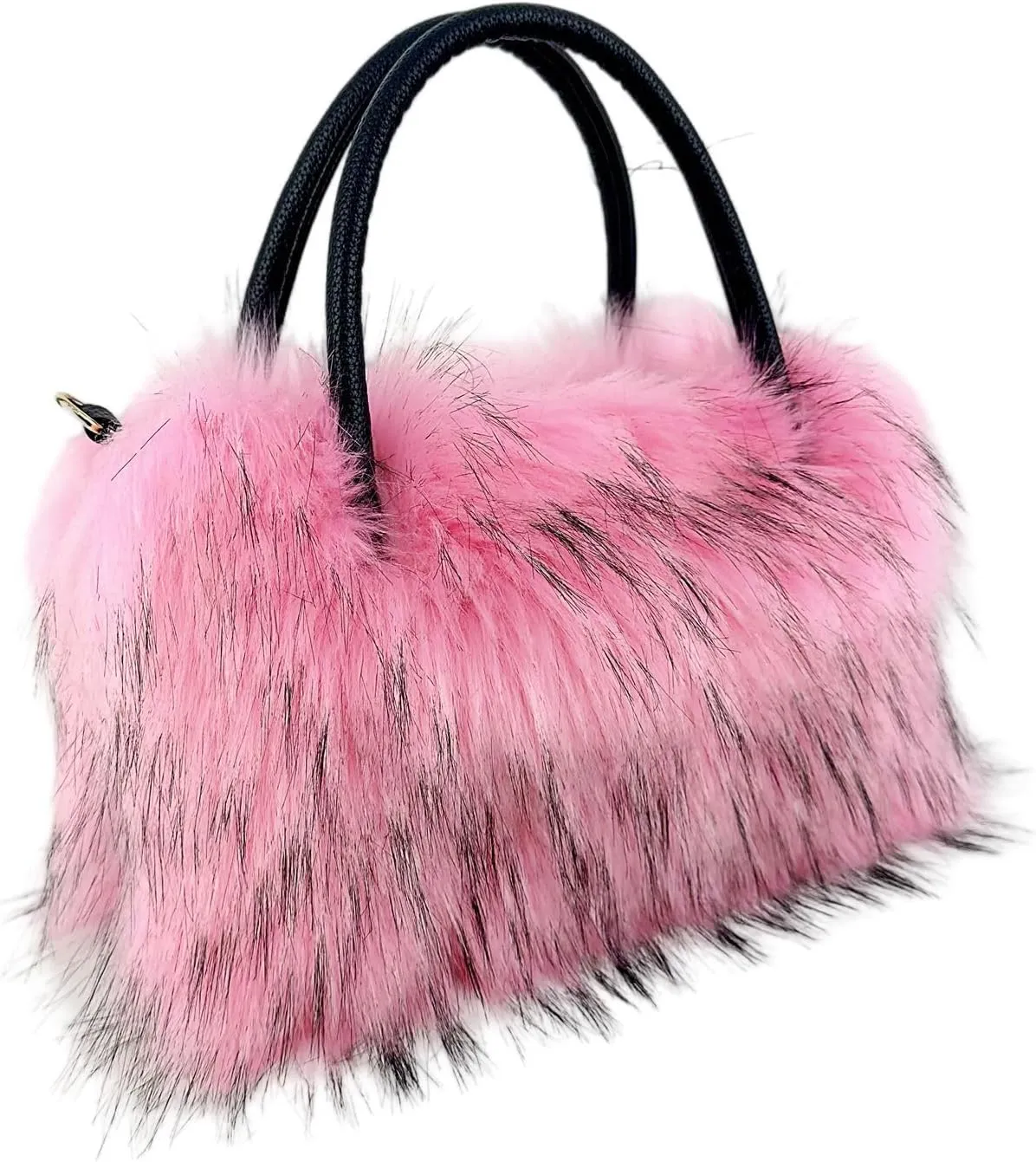 Faux Fur Tote Bag Women's Shoulder Handbags Fluffy Handbags Cute Soft Fluffy Purse Furry Bag for Shopping Working, Pink