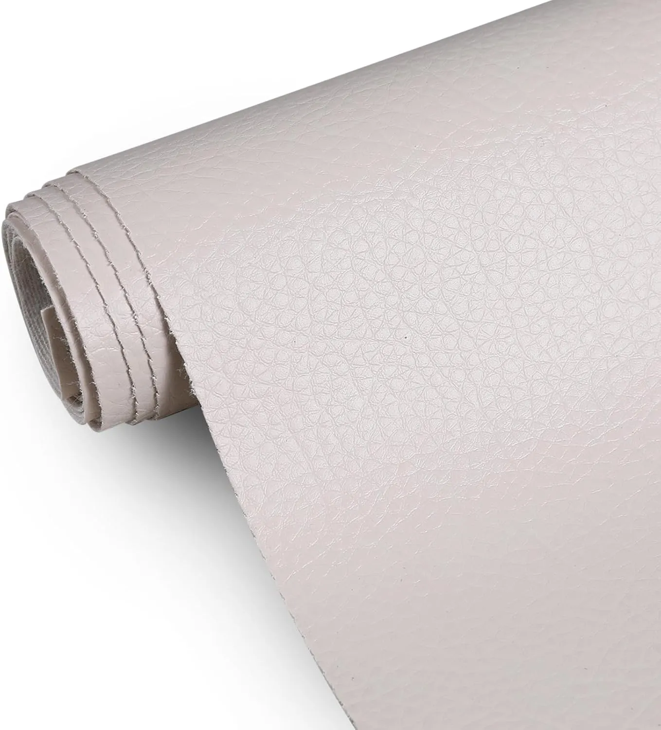 Faux Leather Fabric, 55” Wide Upholstery Fabric by The Yard Marine Vinyl Fabric Outdoor Pu Leather Waterproof Sheets Fabric for Crafts Sewings Sofa Wallets Handbag Earrings Bows 1 Yard Beige