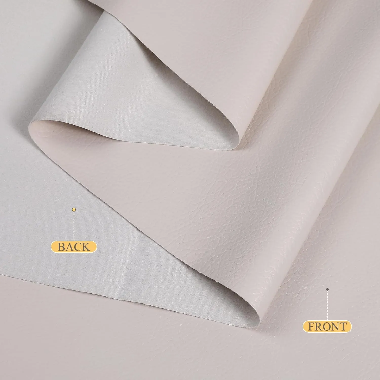 Faux Leather Fabric, 55” Wide Upholstery Fabric by The Yard Marine Vinyl Fabric Outdoor Pu Leather Waterproof Sheets Fabric for Crafts Sewings Sofa Wallets Handbag Earrings Bows 1 Yard Beige