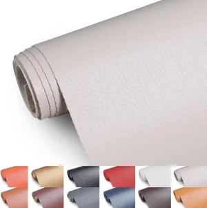 Faux Leather Fabric, 55” Wide Upholstery Fabric by The Yard Marine Vinyl Fabric Outdoor Pu Leather Waterproof Sheets Fabric for Crafts Sewings Sofa Wallets Handbag Earrings Bows 1 Yard Beige