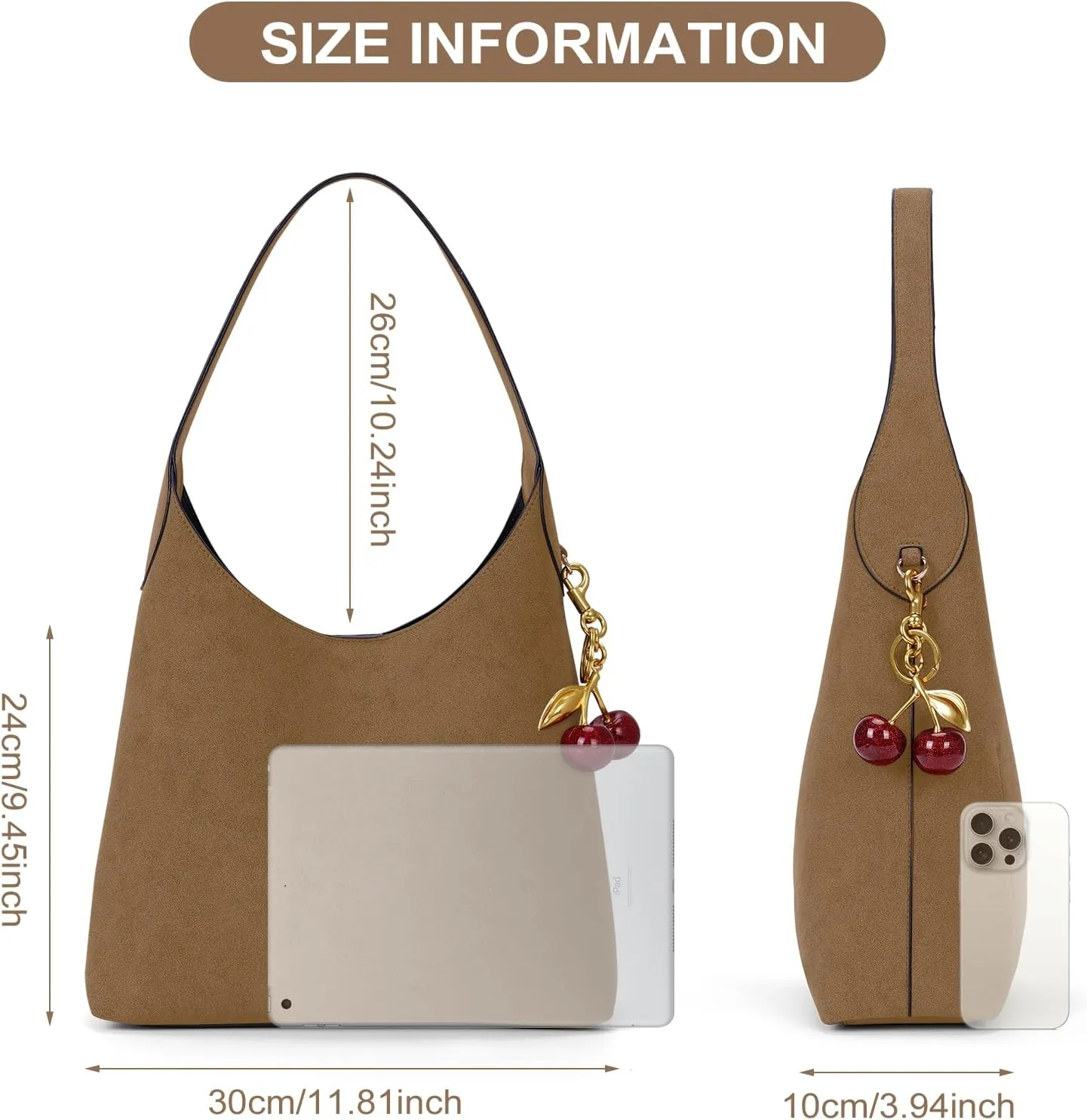 Faux Suede Hobo Bags Vegan Leather Shoulder Bag Tote for Women Medium Slouchy Designer Handbags Purses Fall Fashion