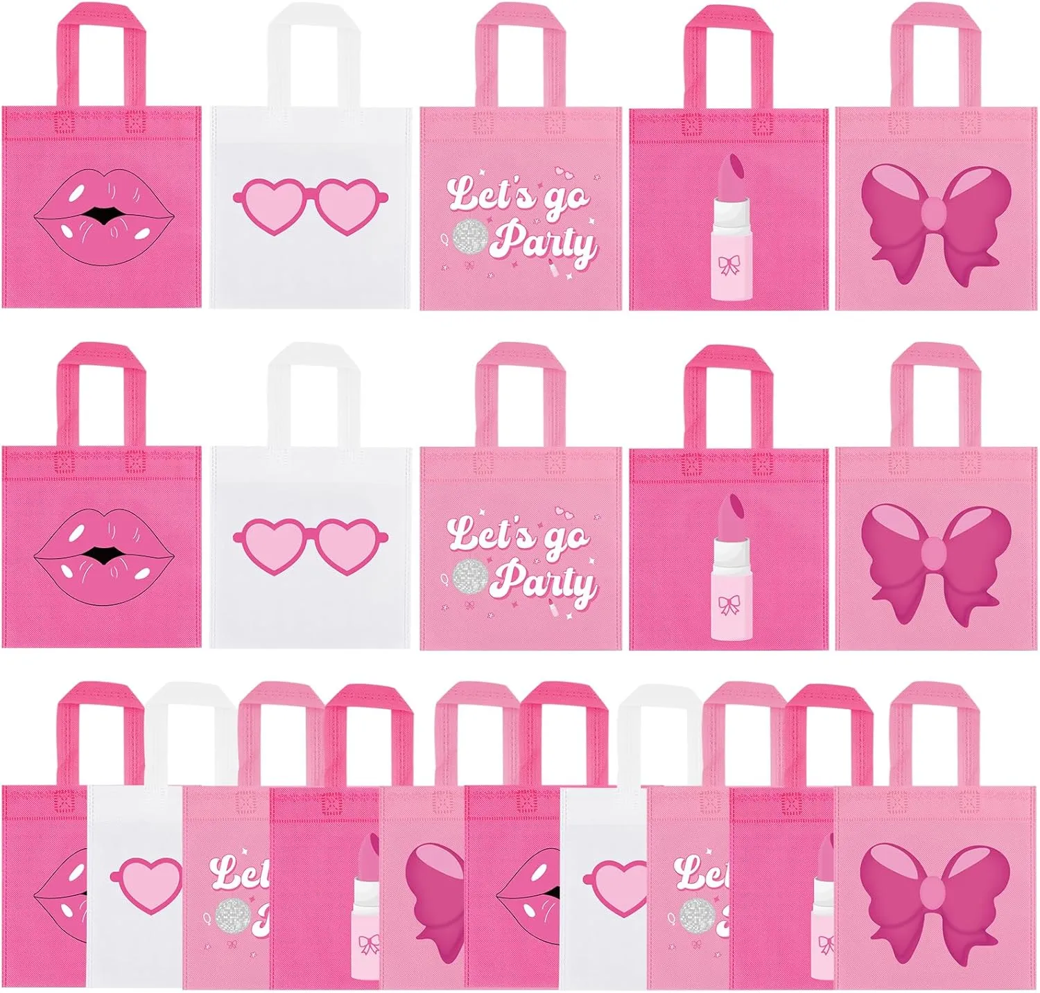 FHzytg 20Pcs Pink Girl Party Favor Bags, Hot Pink Princess Party Candy Bags Gift Bags Pink Theme Party Treat Goodie Bags for Pink Princess Birthday Baby Shower Bachelorette Party Decoration