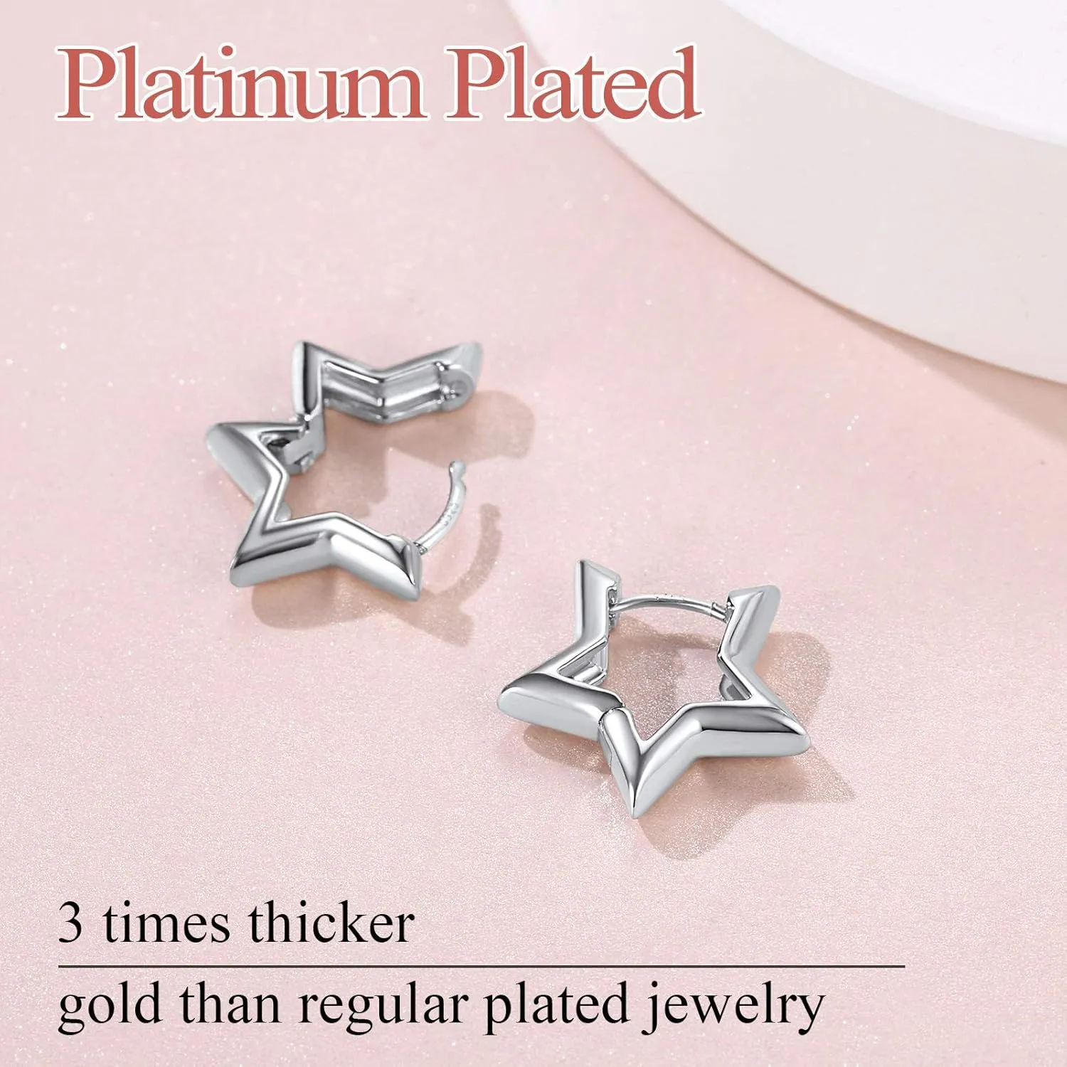 FindChic Hypoallergenic Small Star/Heart/Spike/Square Huggie Earrings for Women 18K Gold/Platinum Plated Cute Studs Earrings Jewelry Gift for Her, with Gift Box