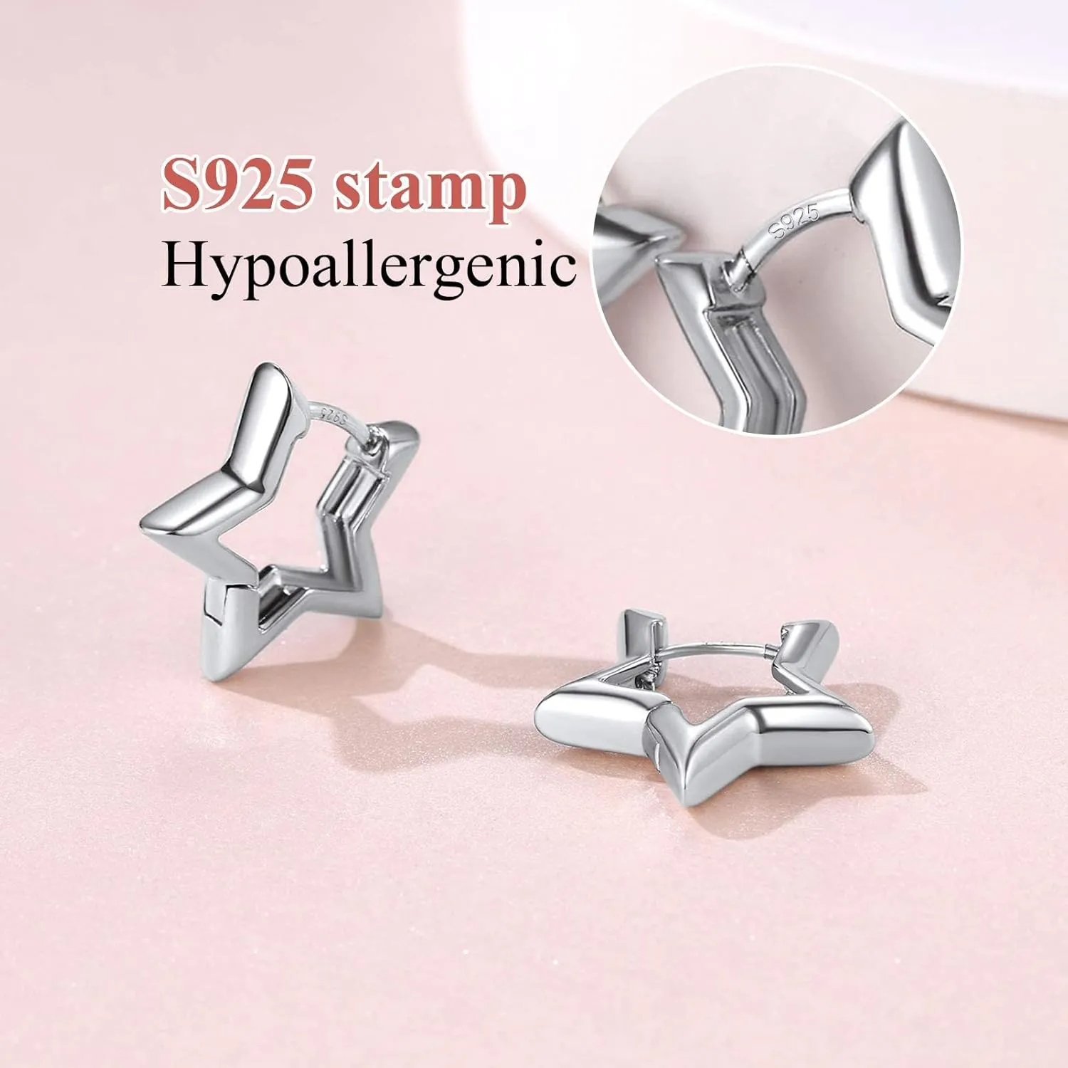 FindChic Hypoallergenic Small Star/Heart/Spike/Square Huggie Earrings for Women 18K Gold/Platinum Plated Cute Studs Earrings Jewelry Gift for Her, with Gift Box