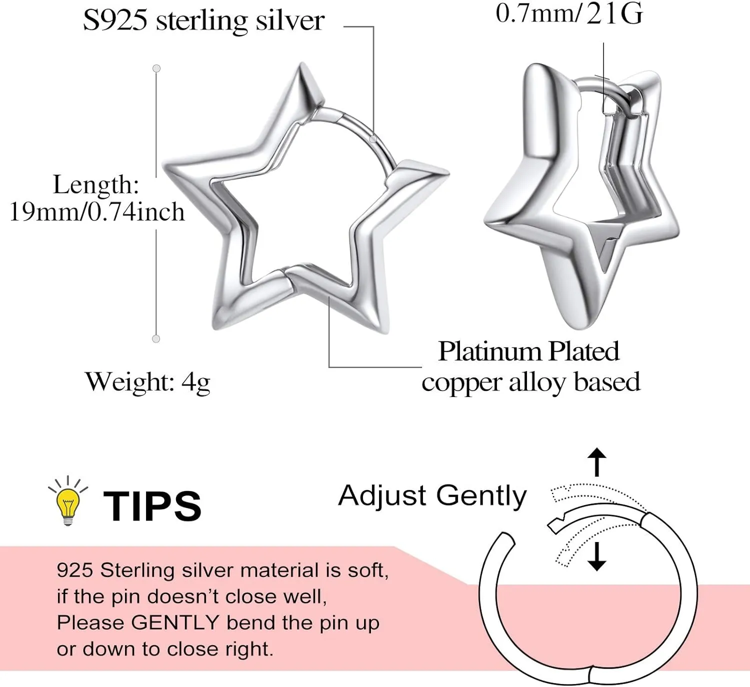 FindChic Hypoallergenic Small Star/Heart/Spike/Square Huggie Earrings for Women 18K Gold/Platinum Plated Cute Studs Earrings Jewelry Gift for Her, with Gift Box