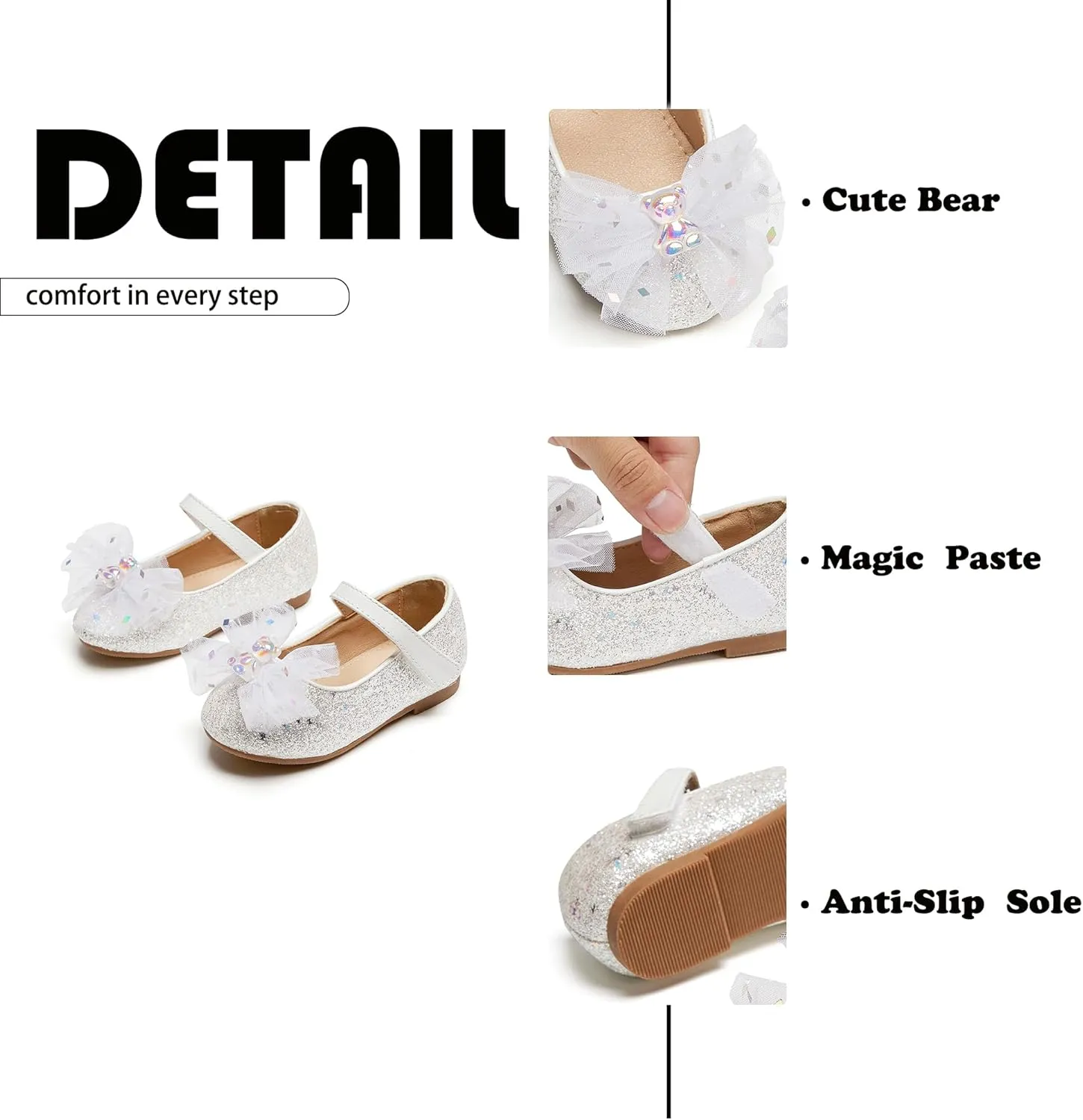 Flaryzone Toddler/Little Girls' Ballerina Flat Mary Jane Princess Dress Shoes - Wedding School Party