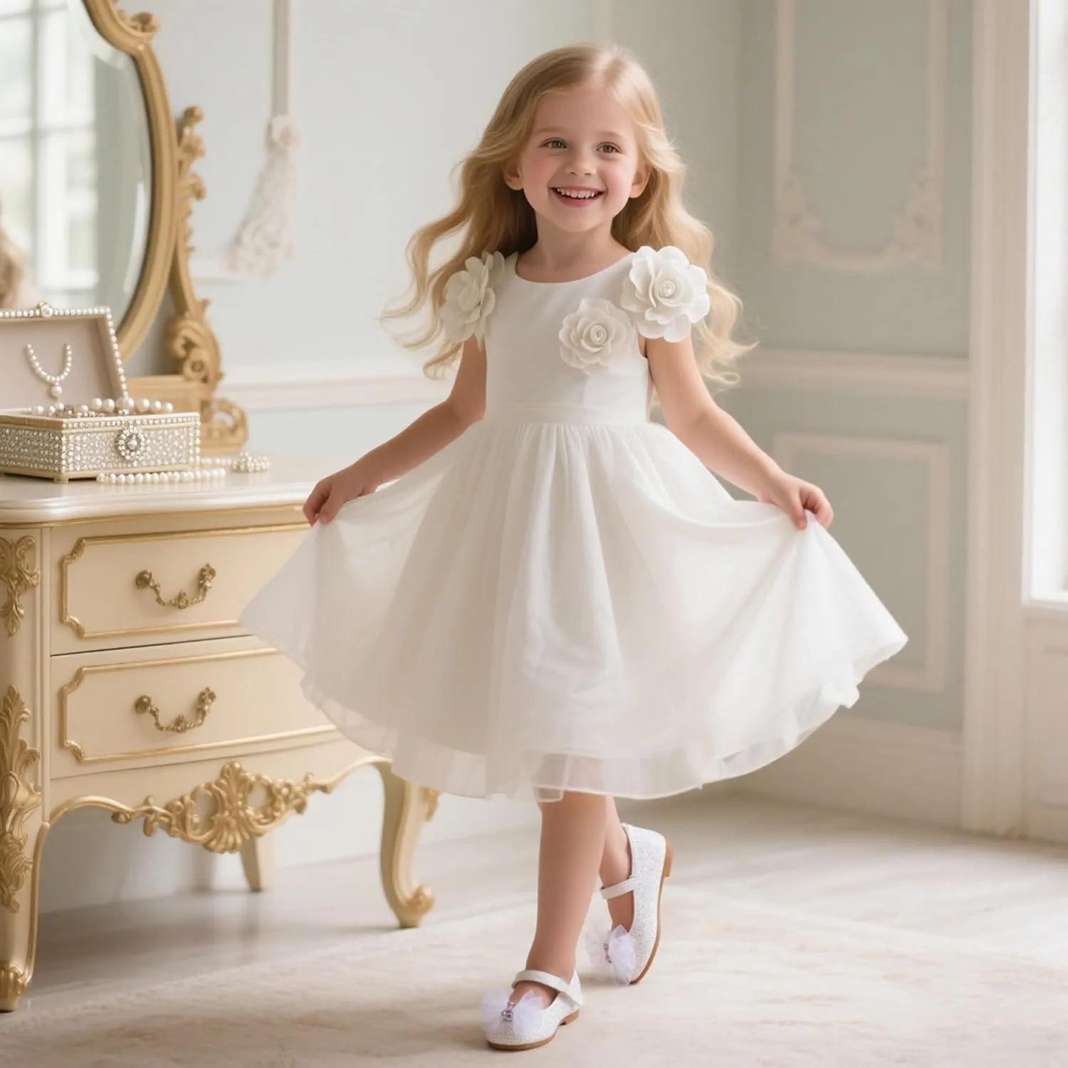 Flaryzone Toddler/Little Girls' Ballerina Flat Mary Jane Princess Dress Shoes - Wedding School Party