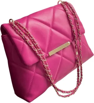 Floerns Women's Quilted Tote Bag Square Bag Leather Clutch Purse Flap Shoulder Bag