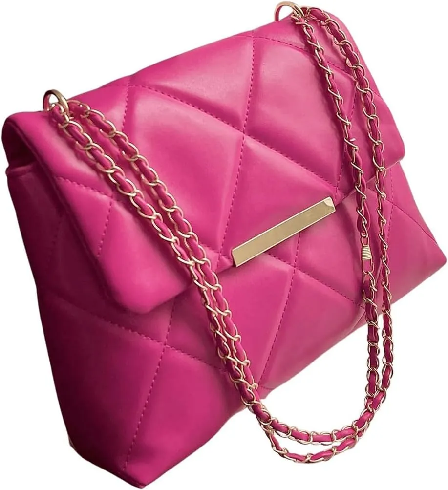 Floerns Women's Quilted Tote Bag Square Bag Leather Clutch Purse Flap Shoulder Bag