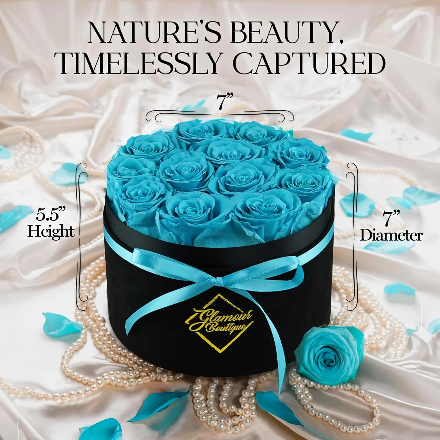 Flowers Forever Gift Box 12 Real Preserved Roses in a Velvet Box, Birthday for Her Mom and Wife, Mothers Day, Anniversary, Graduation - Tiffany