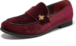 FLQL Men's Luxury Penny Loafer Slip-On Velvet Shoes Party Dancing Shoes Suede Wedding Shoes Plus Size 7-13