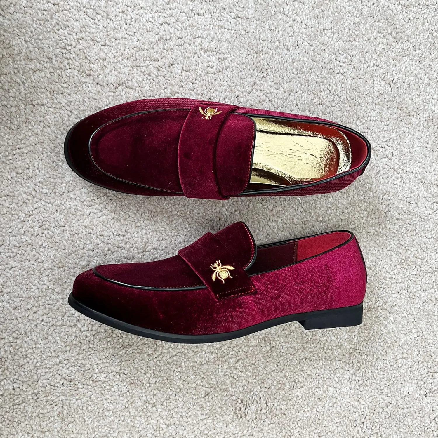 FLQL Men's Luxury Penny Loafer Slip-On Velvet Shoes Party Dancing Shoes Suede Wedding Shoes Plus Size 7-13