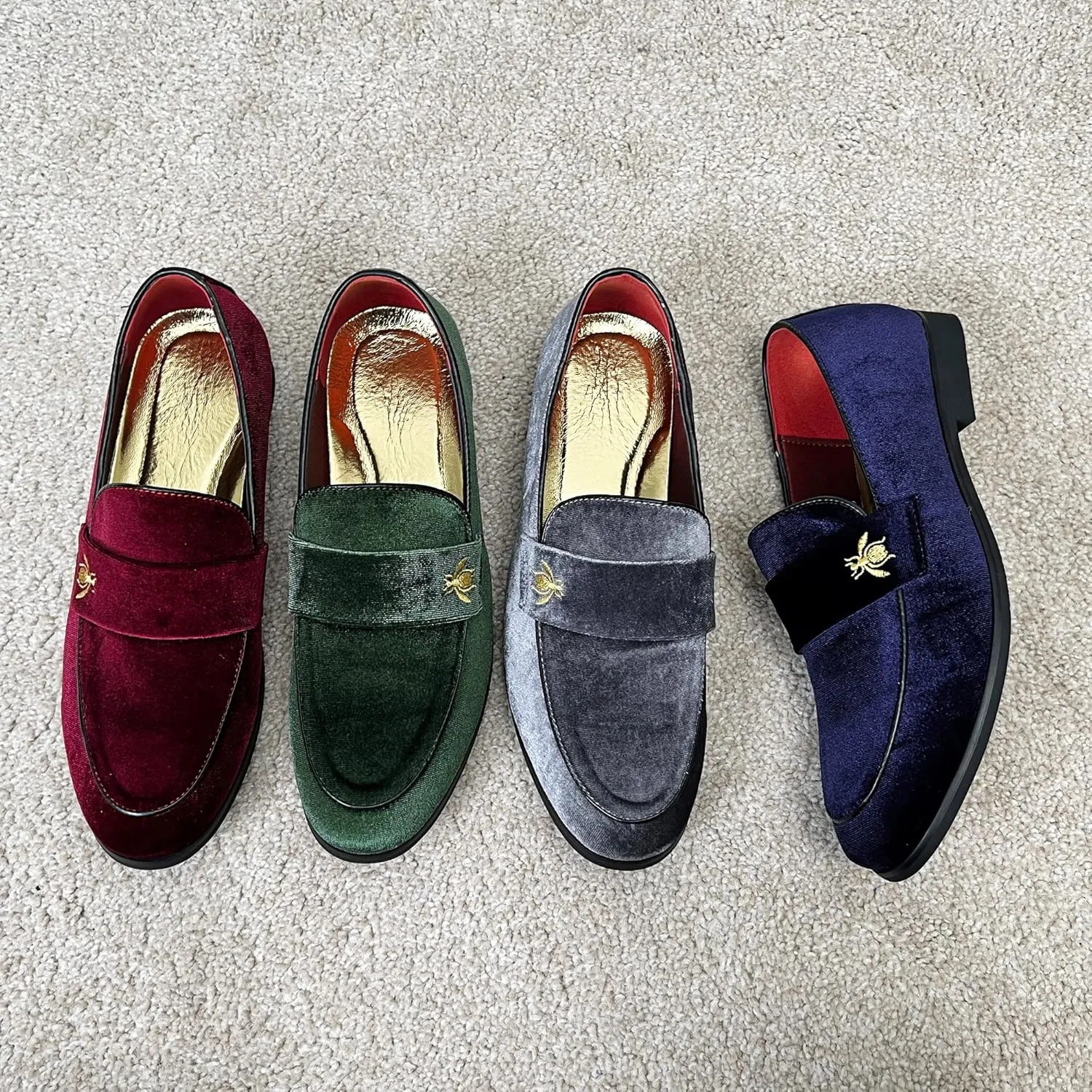 FLQL Men's Luxury Penny Loafer Slip-On Velvet Shoes Party Dancing Shoes Suede Wedding Shoes Plus Size 7-13