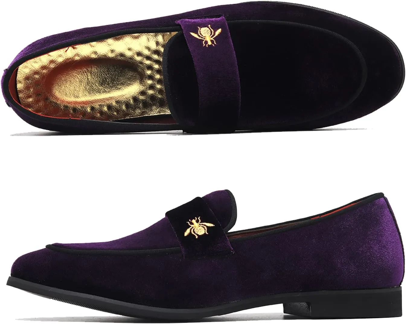 FLQL Men's Luxury Penny Loafer Slip-On Velvet Shoes Party Dancing Shoes Suede Wedding Shoes Plus Size 7-13