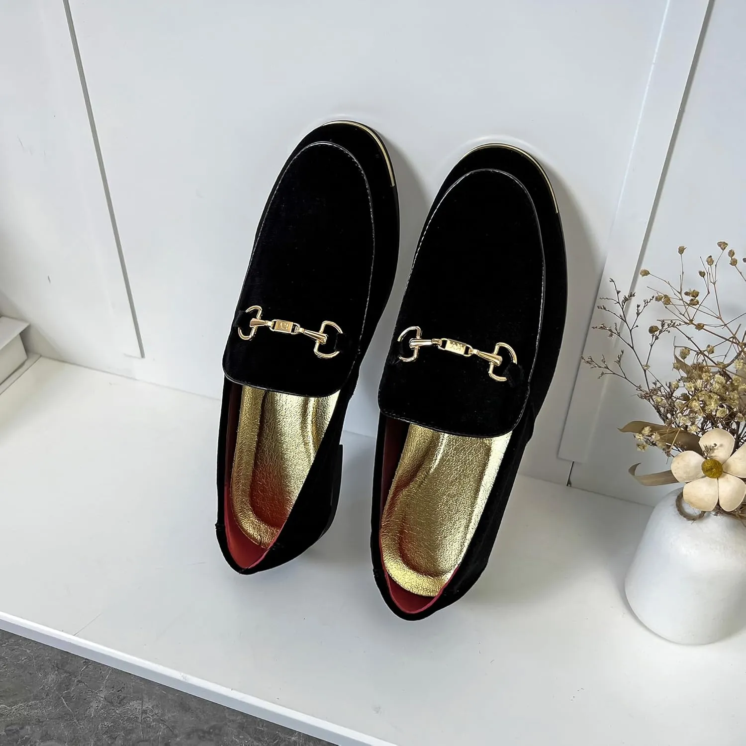 FLQL Men's Luxury Velvet Penny Loafers Shoes Embroidery Suede Dress Loafers Daily Boats Shoes for Party Wedding Prom Size 7-13