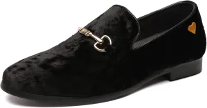 FLQL Men's Luxury Velvet Penny Loafers Shoes Embroidery Suede Dress Loafers Daily Boats Shoes for Party Wedding Prom Size 7-13