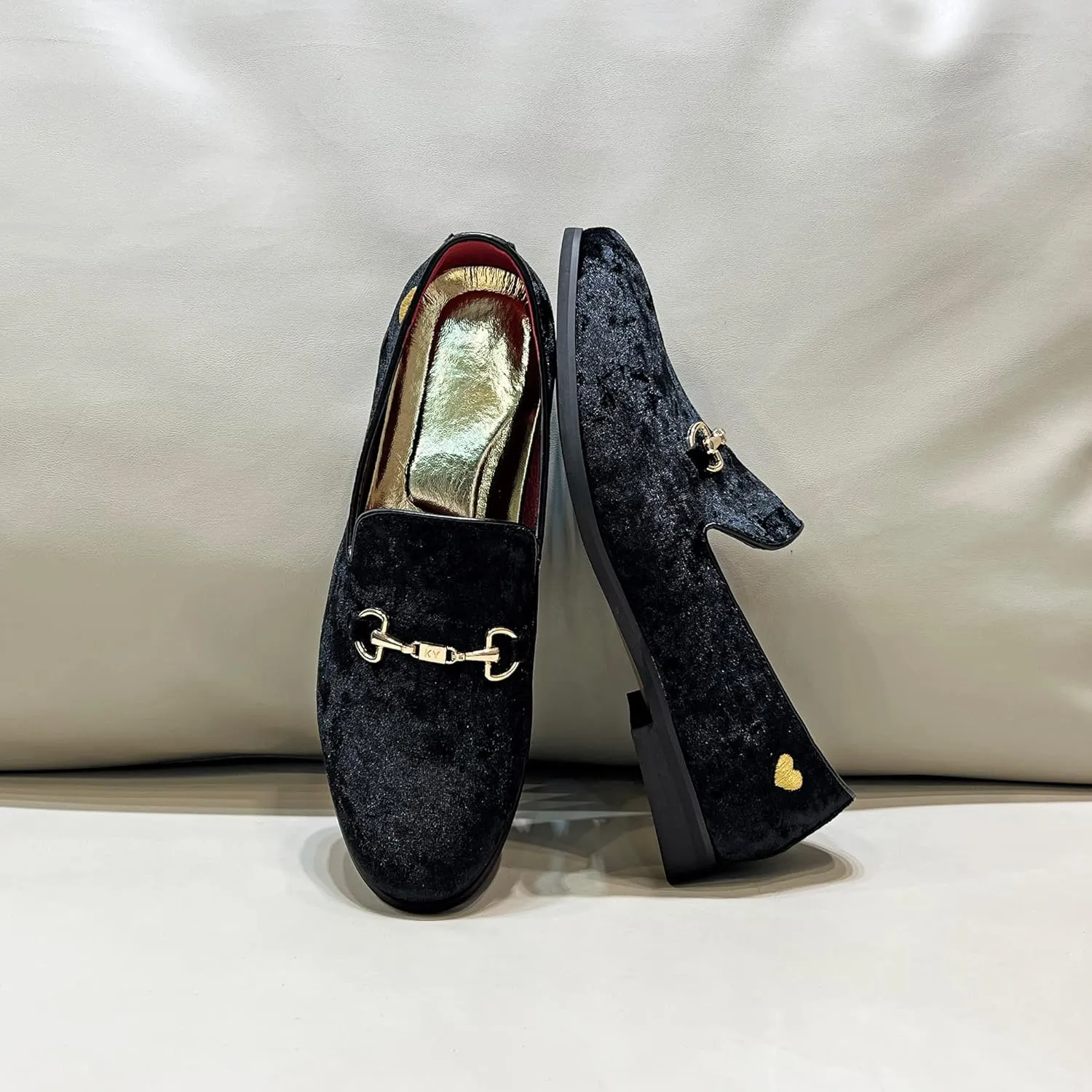 FLQL Men's Luxury Velvet Penny Loafers Shoes Embroidery Suede Dress Loafers Daily Boats Shoes for Party Wedding Prom Size 7-13