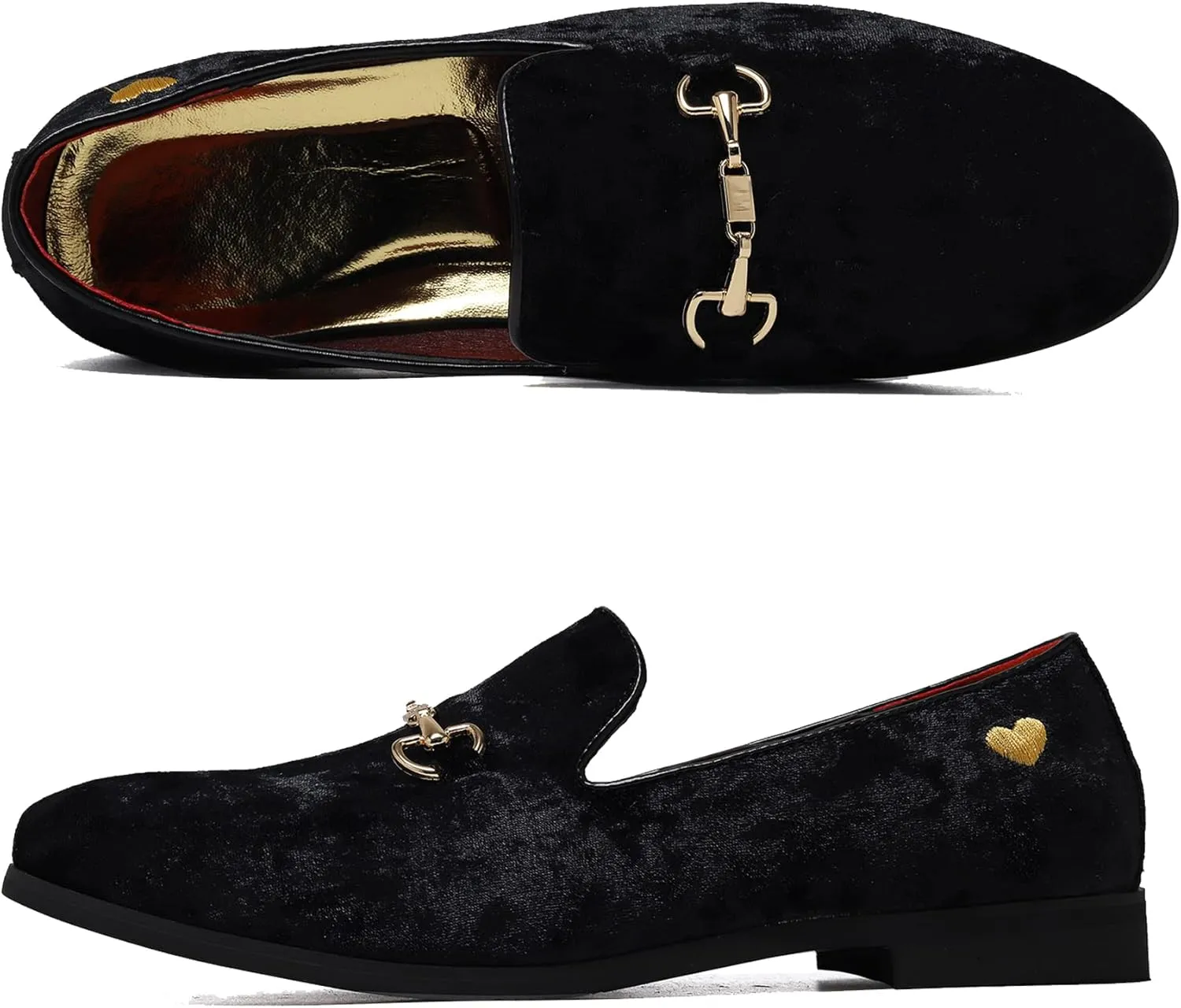 FLQL Men's Luxury Velvet Penny Loafers Shoes Embroidery Suede Dress Loafers Daily Boats Shoes for Party Wedding Prom Size 7-13