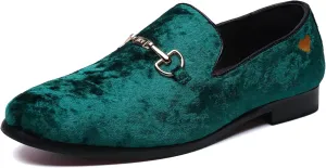 FLQL Men's Luxury Velvet Penny Loafers Shoes Embroidery Suede Dress Loafers Daily Boats Shoes for Party Wedding Prom Size 7-13