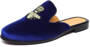 FLQL Mens Shoes Luxury Velvet Gold Buckle Slip-on Penny Loafers Casual Smoking Slippers Indoor Outdoor Sandals Black Size 7-13