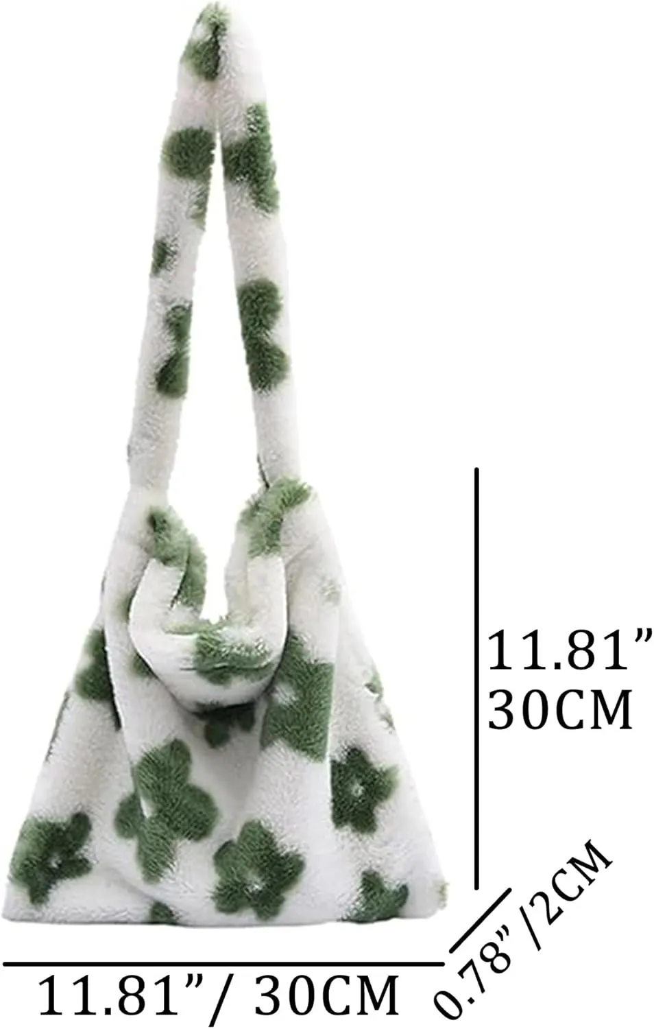 Fluffy Tote Bag Cute Plush Underarm Bag Y2K Furry Flower Heart Fuzzy Shoulder Bag for Women Autumn Winter
