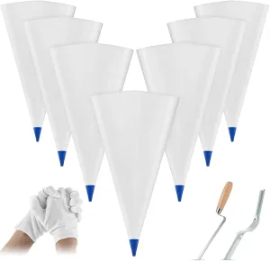 Flutesan 9 Pcs Tile Grout Masonry Mortar Bag Set Include 6 Pcs 12" x 24" Cement Sealer Bag Concrete Grouting Bag 1 Pcs Brick Jointer 1 Pcs Tuck Pointers 1 Pair Gloves for Tile Filler Installation Tool