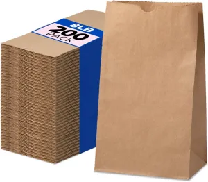 FMP Brands 500 Pack 8 lb Brown Paper Lunch Bags, 12.4 x 6 x 4 Premium Kraft Paper Bags Bulk for Small Business, Recyclable Snack Sacks, Durable Paper Grocery Bag for Food Storage, Packing