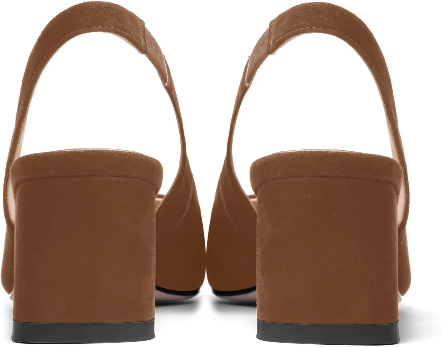 FOGEENA Womens Solid Suede Night Club Slip On Dress Square Toe Chunky Leather Low Heel Pumps Shoes 2 Inch