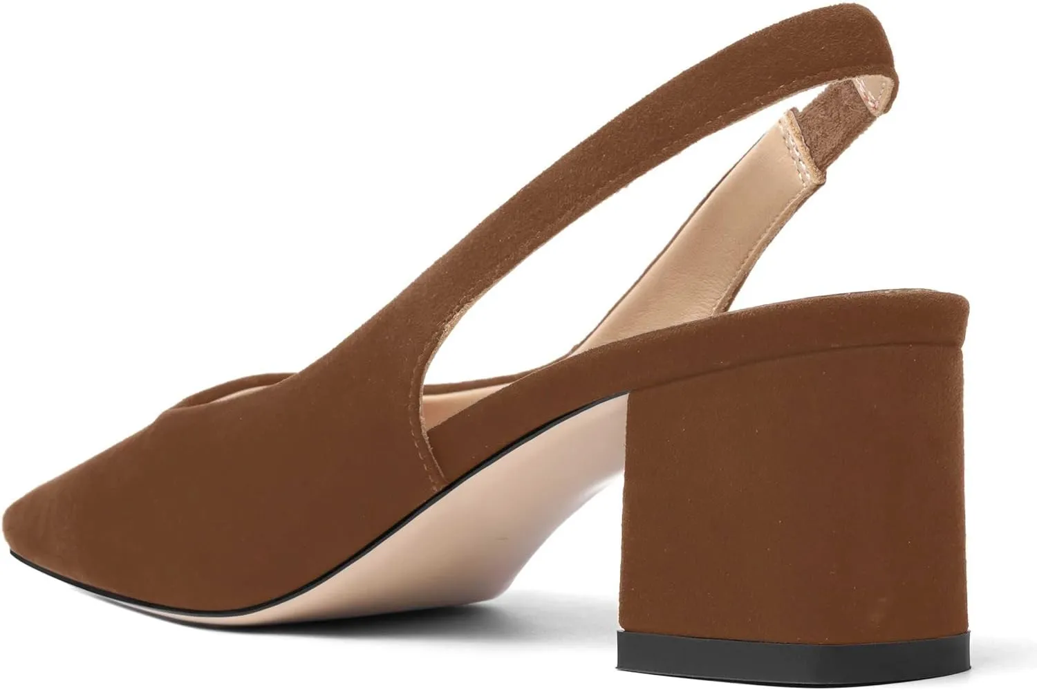 FOGEENA Womens Solid Suede Night Club Slip On Dress Square Toe Chunky Leather Low Heel Pumps Shoes 2 Inch