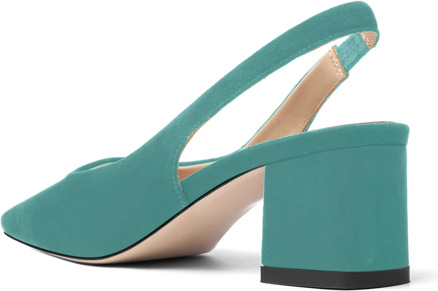 FOGEENA Womens Solid Suede Night Club Slip On Dress Square Toe Chunky Leather Low Heel Pumps Shoes 2 Inch