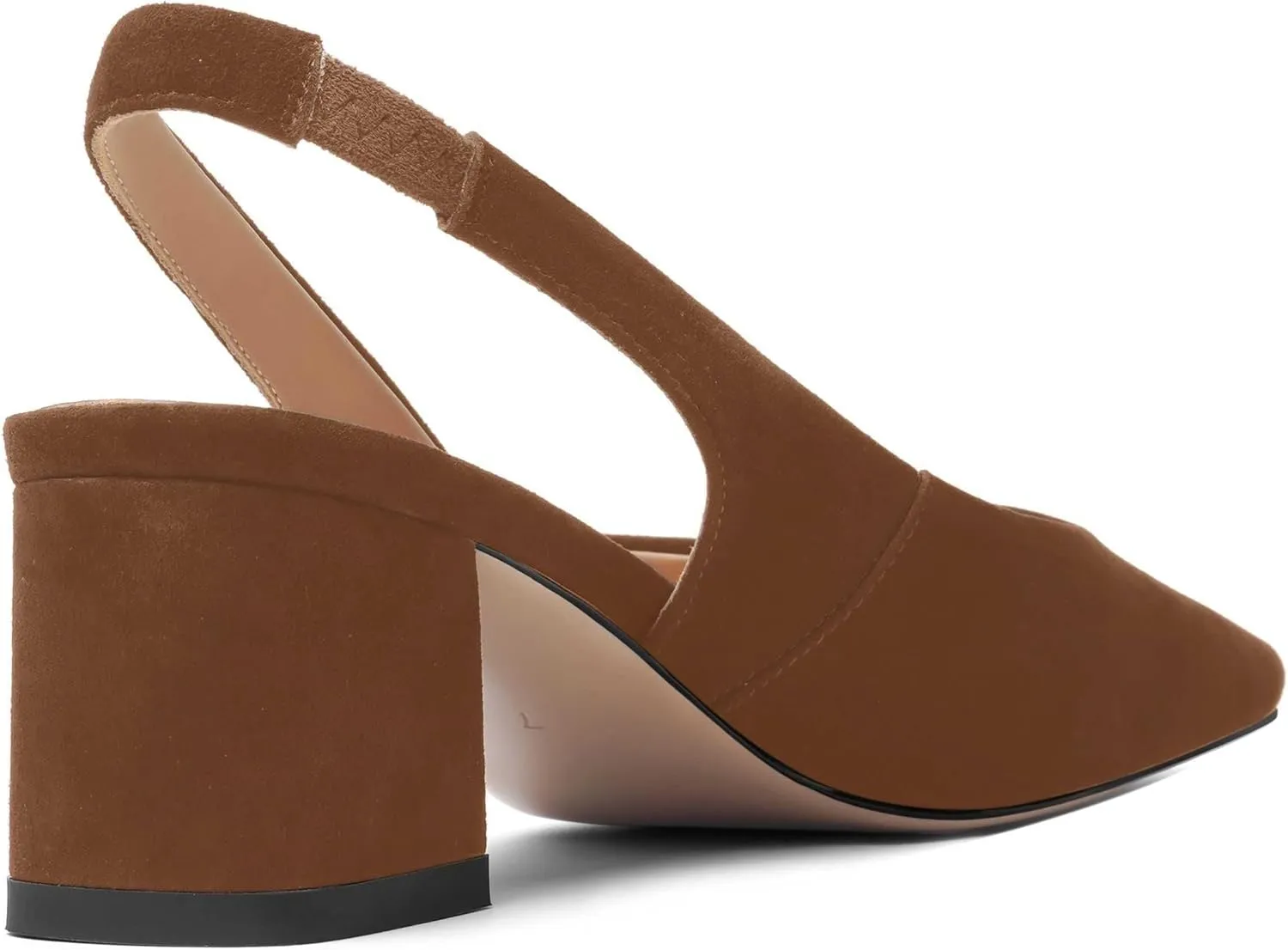 FOGEENA Womens Solid Suede Night Club Slip On Dress Square Toe Chunky Leather Low Heel Pumps Shoes 2 Inch