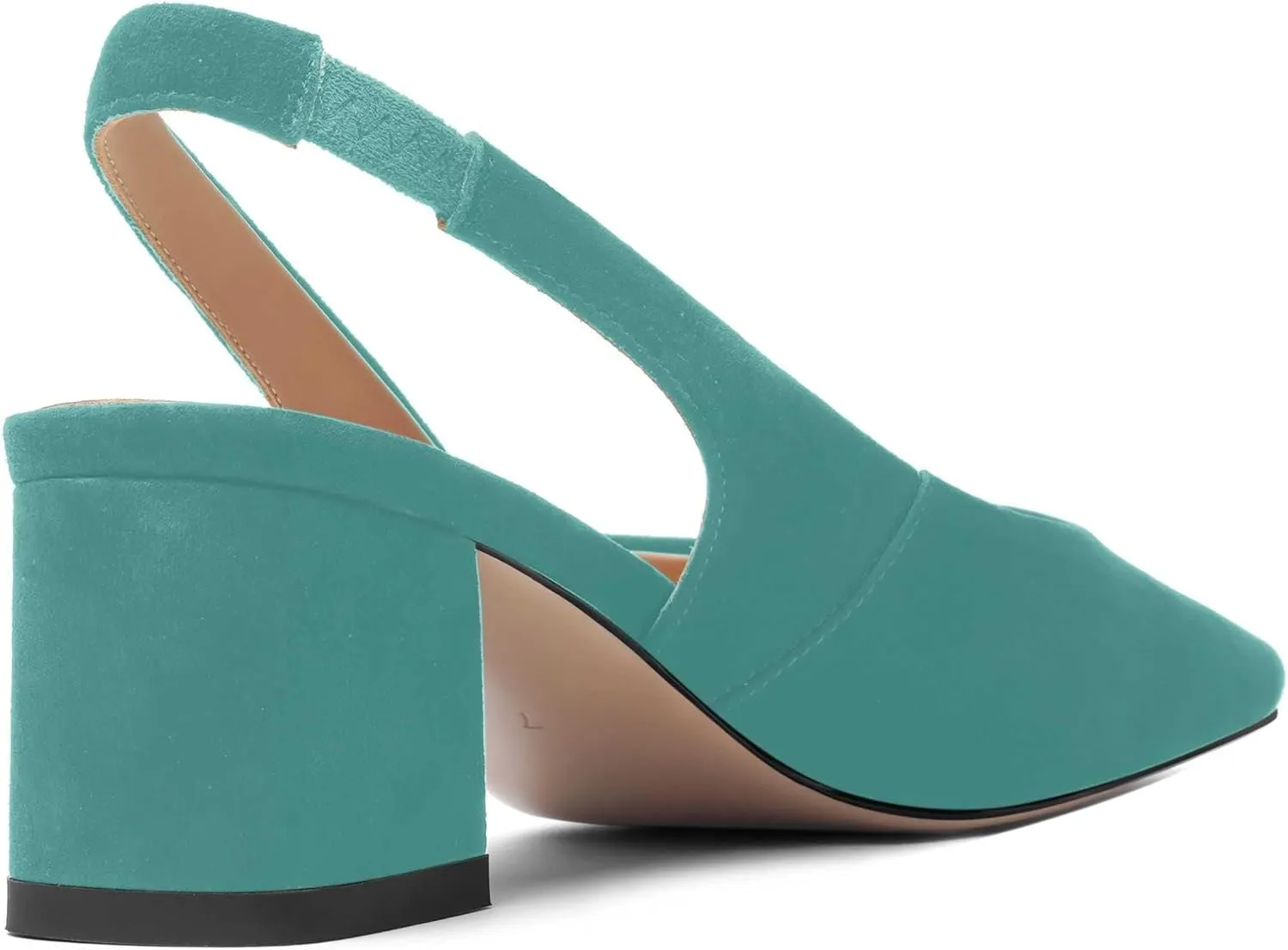 FOGEENA Womens Solid Suede Night Club Slip On Dress Square Toe Chunky Leather Low Heel Pumps Shoes 2 Inch