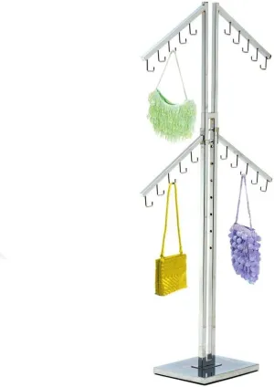 Four Arm Chrome Handbag Rack with Adjustable Height J-Hook Arms - Available in Black and Chrome (CHROME)