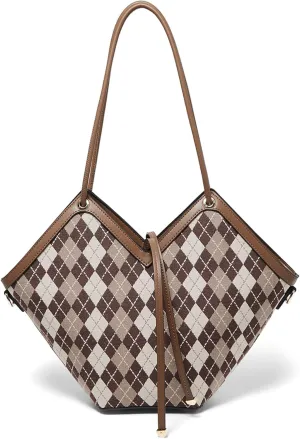 FOXLOVER Tote Bags for Women, Large Designer Purse for Ladies, Luxury Shoulder Bag Brown Purse with Detachable and Adjustable Crossbody Straps