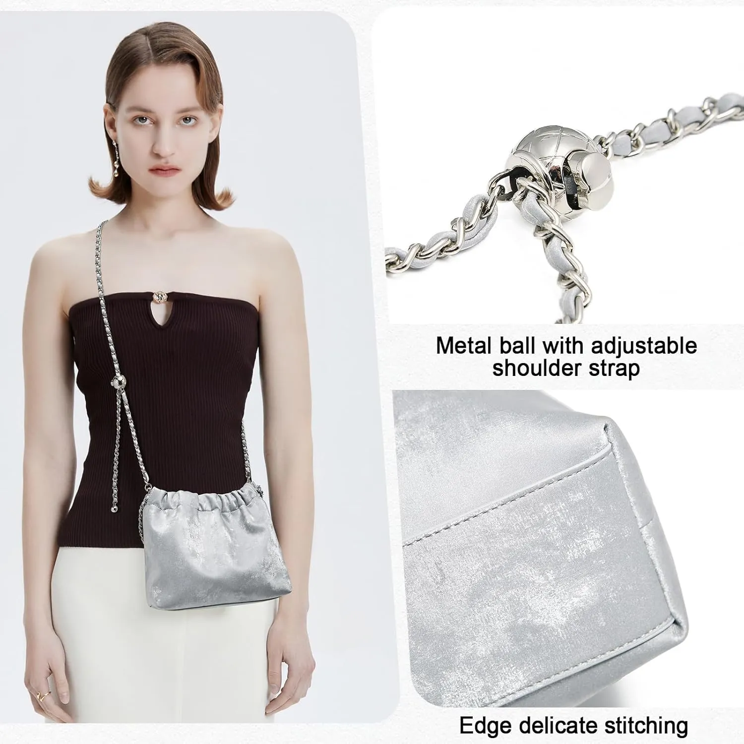 FOXLOVER Velvet Fabric Crossbody Bags for Women Medium Size Chain Strap Chamois Leather Shoulder Purses Trendy