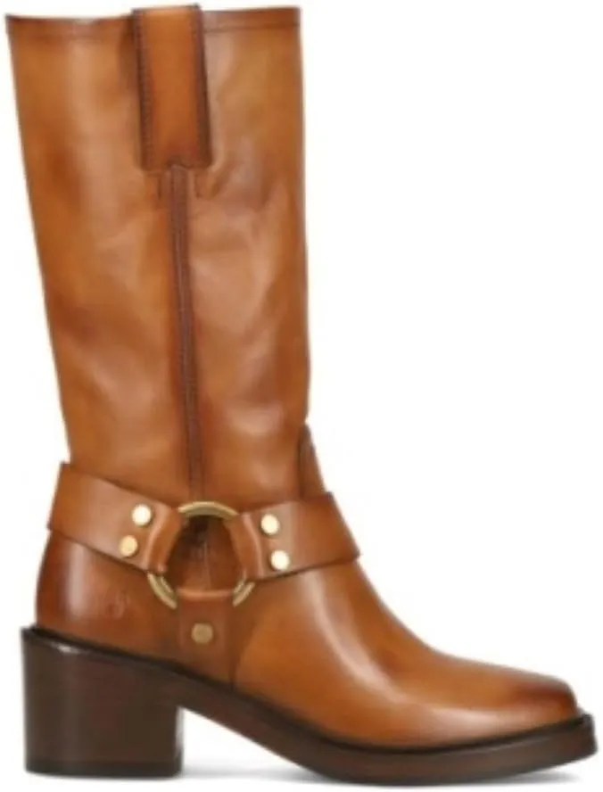 Frye Kate Harness 11” Leather Boots for Women - Mid Calf Boots with Signature Harness Detail, Leather Lining, and Rubber Outsole with 2” Heel