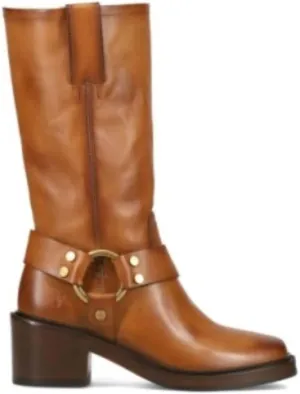Frye Kate Harness 11” Leather Boots for Women - Mid Calf Boots with Signature Harness Detail, Leather Lining, and Rubber Outsole with 2” Heel