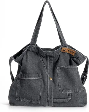 FWPP Womens Denim Hobo Bags, Jeans Casual Shoulder Bags for School Office Travel