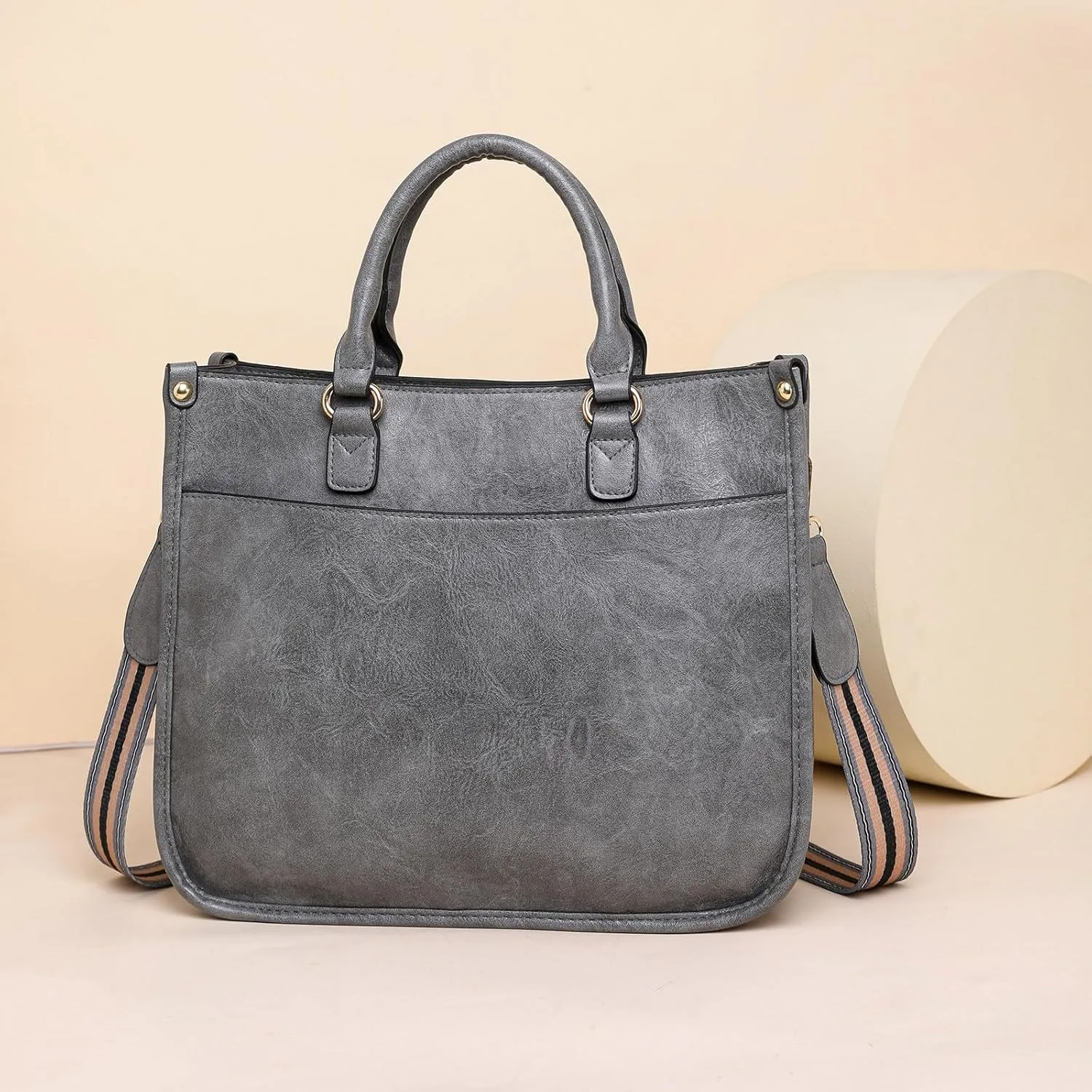 FZVYD Goth Purse,Purses Tote Bag for Women Handbags Large Shoulder Bag Leather Work Bags with Multi-Pockets Designer Hobo Satchel 2024 Grey-1
