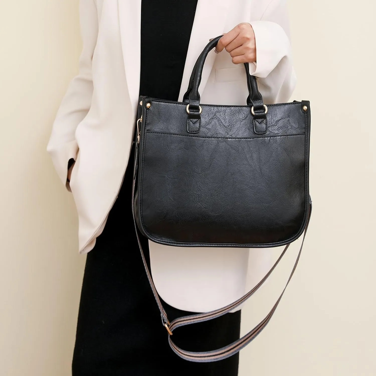 FZVYD Goth Purse,Purses Tote Bag for Women Handbags Large Shoulder Bag Leather Work Bags with Multi-Pockets Designer Hobo Satchel 2024 Grey-1