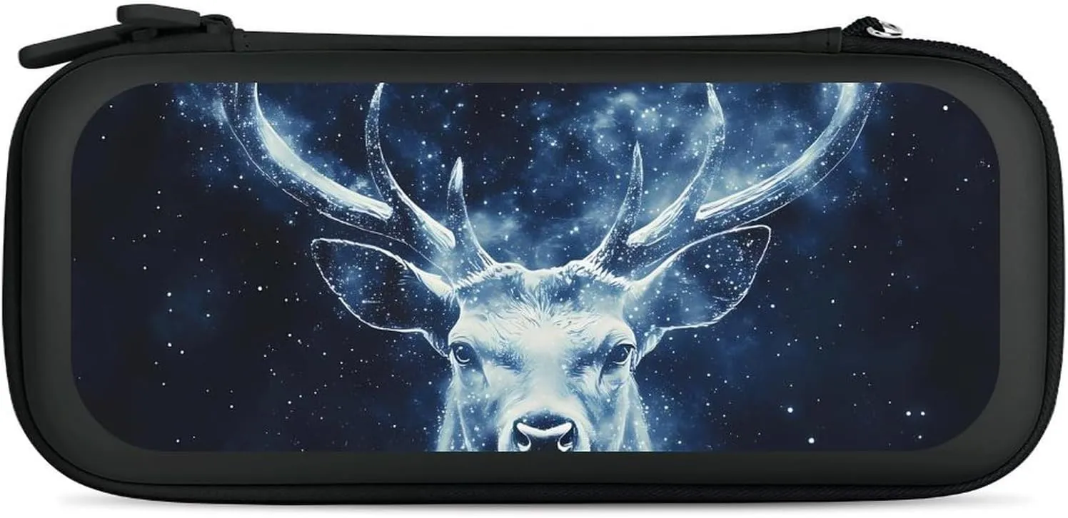 Galactic Deer Moose Compatible with Switch Carrying Case Hard Travel Game Bag Pouch with 15 Games Accessories