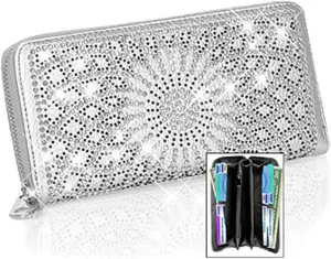 Gem Sparkle Wallet Matching Star Flower Rhinestone Wallet for Sparkle Purse Silver