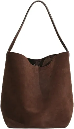 Genuine Leather Bucket Shoulder Bags for Women Ladies Large Tote Purse Handbags Soft Suede Working Satchel